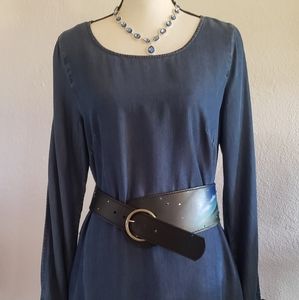 Kut From The Kloth Women’s Faux Denim Blue Long Sleeve Dress